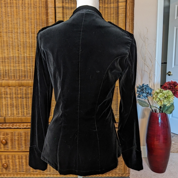 Ralph Lauren Black Label Black Velveteen Military Style Jacket SIZE 6 - Picture 6 of 8